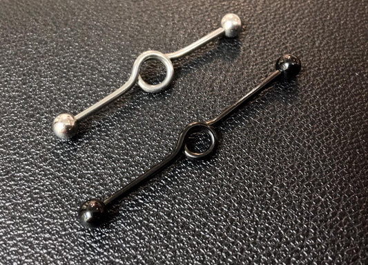 Industrial piercing in surgical steel Black and Silver