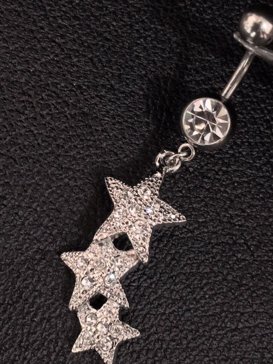 Designer surgical steel piercing with stars and crystals