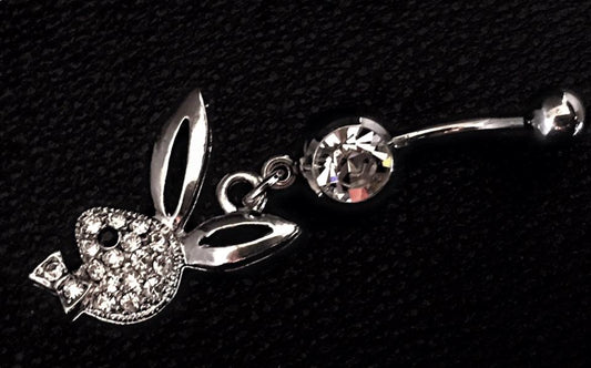 Designer rabbit surgical steel piercing with crystals