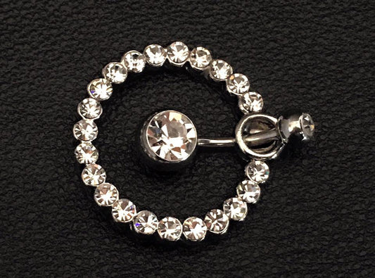 Designer ball piercing in surgical steel with crystals