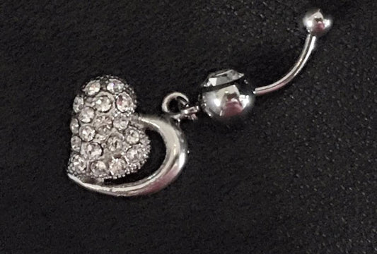 Designer Heart surgical steel piercing with crystals