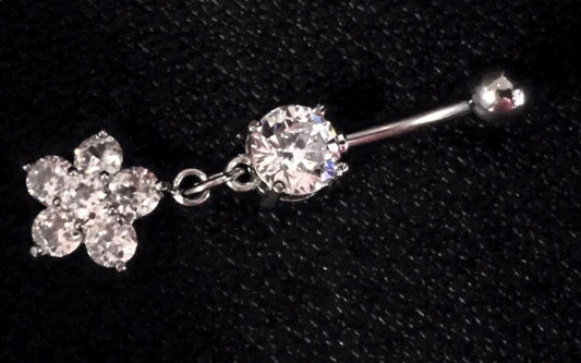 Designer surgical steel piercing with flowers and crystals