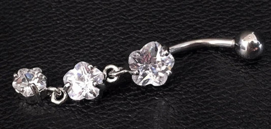 Designer surgical steel piercing with flowers and crystals
