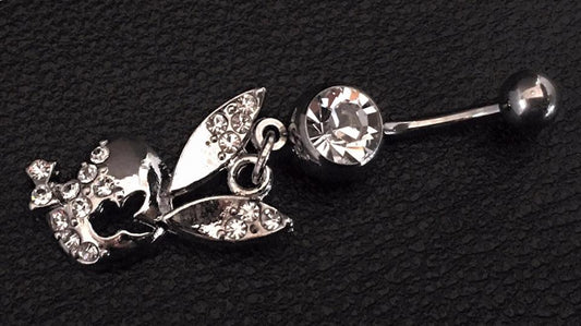 Designer rabbit surgical steel piercing with crystals