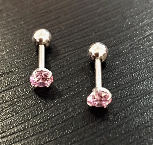 Surgical Steel Piercing - Pink Stone